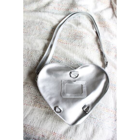 Dr. Martens Milled Metallic Silver Heart Coated Leather Backpack Purse